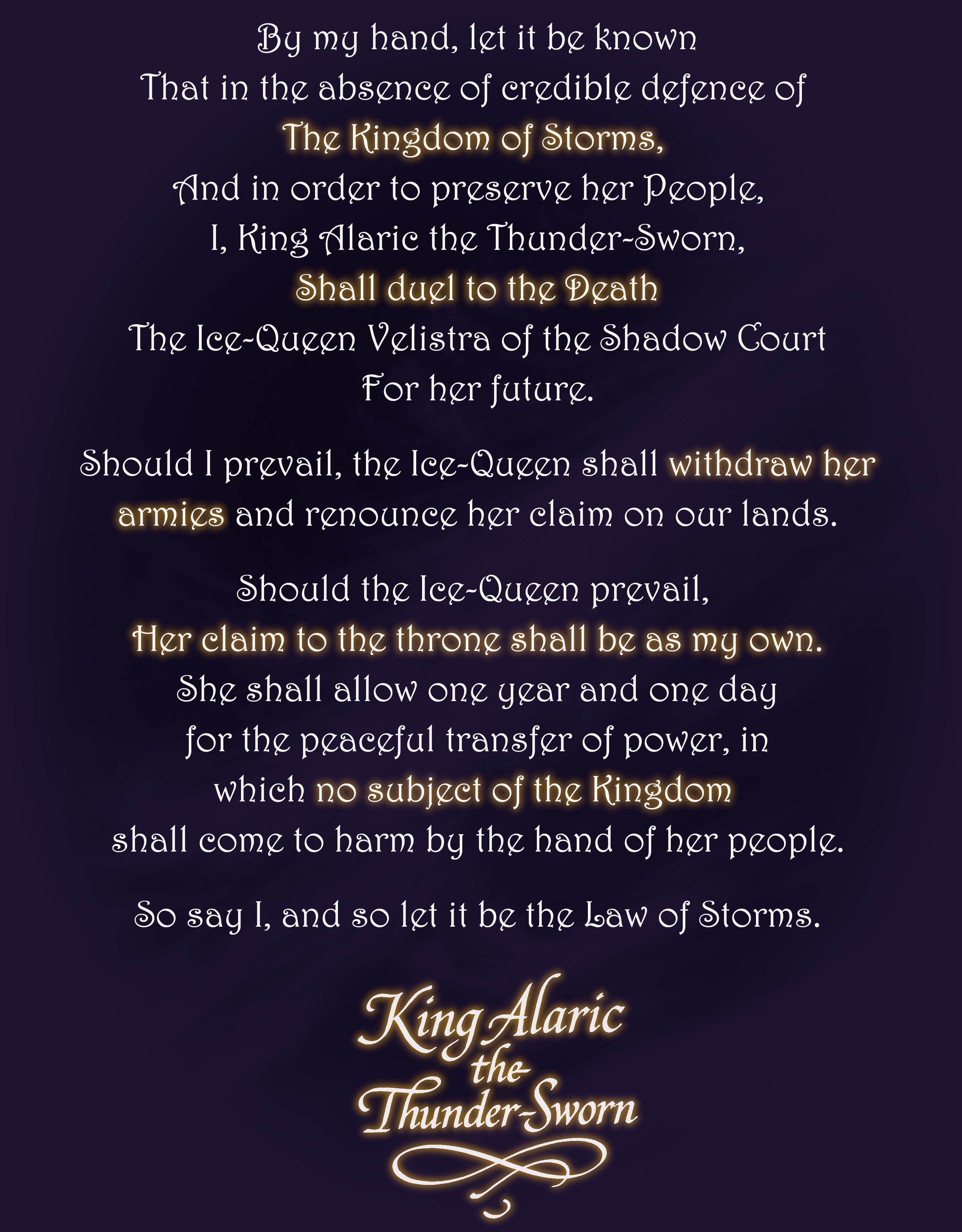 Royal decree of King Alaric the Thunder-Sworn